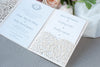 Peach Pocketfold Lace Floral Wedding Invitations