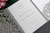Grey Pocketfold Elegant Lace Floral Wedding Invitations