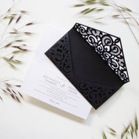 Black Pocket Inivtation Holographic Ornament Foil