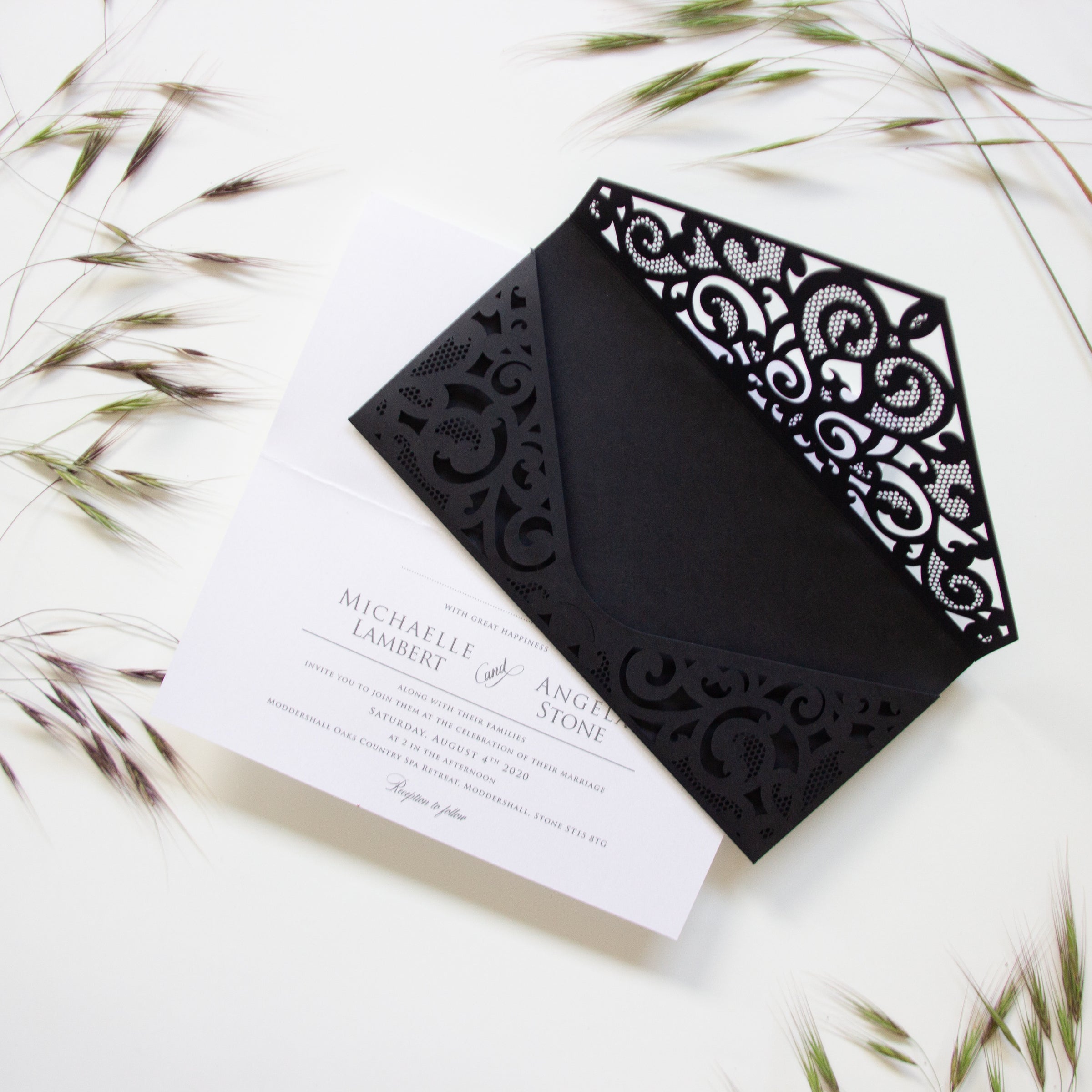 Black Pocket Inivtation Holographic Ornament Foil