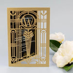 Golden Art Deco Great Gatsby Laser Cut Gatefold Wedding Evening Invitation
