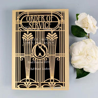 Golden Art Deco Great Gatsby Laser Cut Gatefold Order of Service