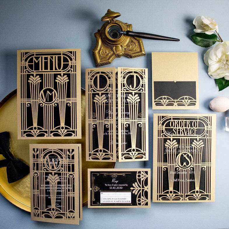Golden Art Deco Great Gatsby Laser Cut Place Card