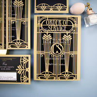 Golden Art Deco Great Gatsby Laser Cut Gatefold Order of Service