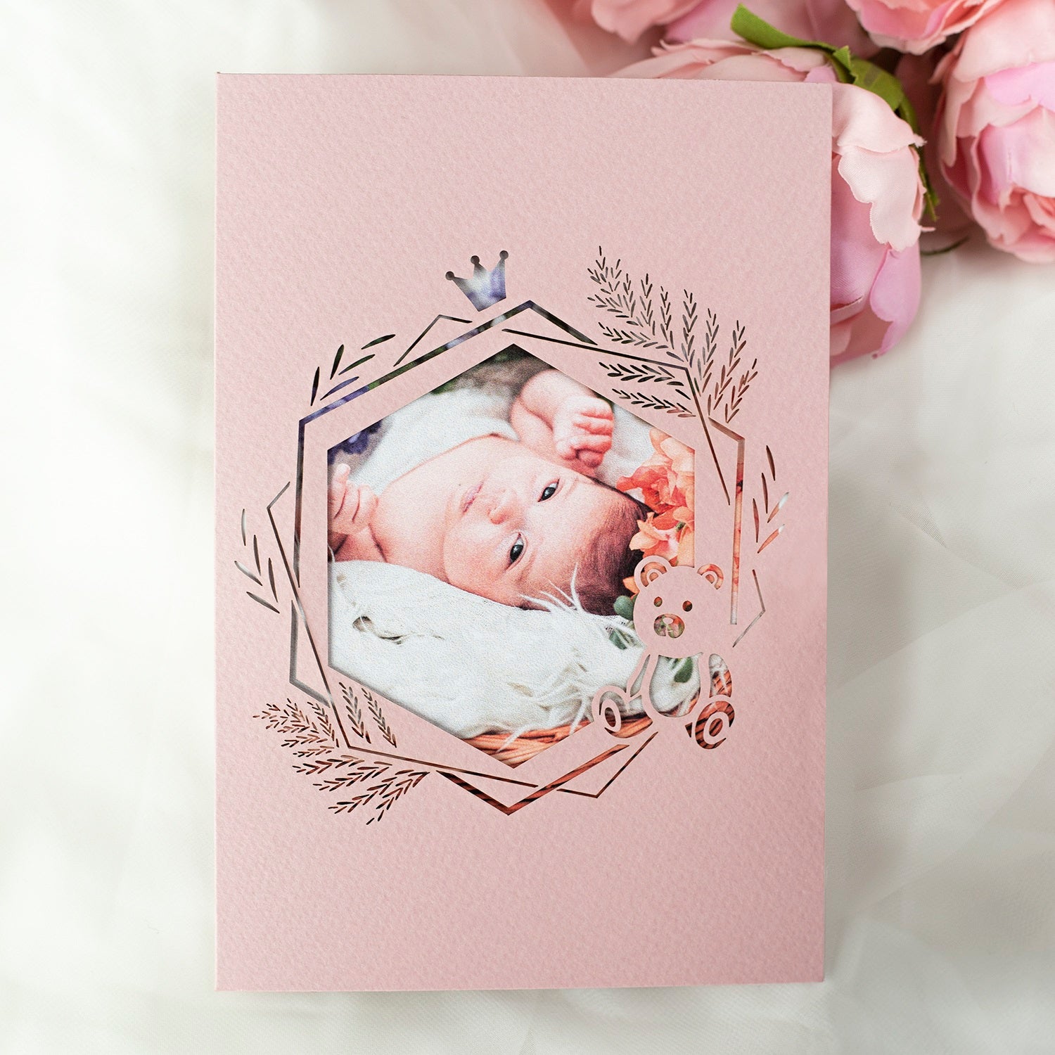 Personalised Baby Invitations with a photo - for Baby Girl - Baptism, First Year, Birthday