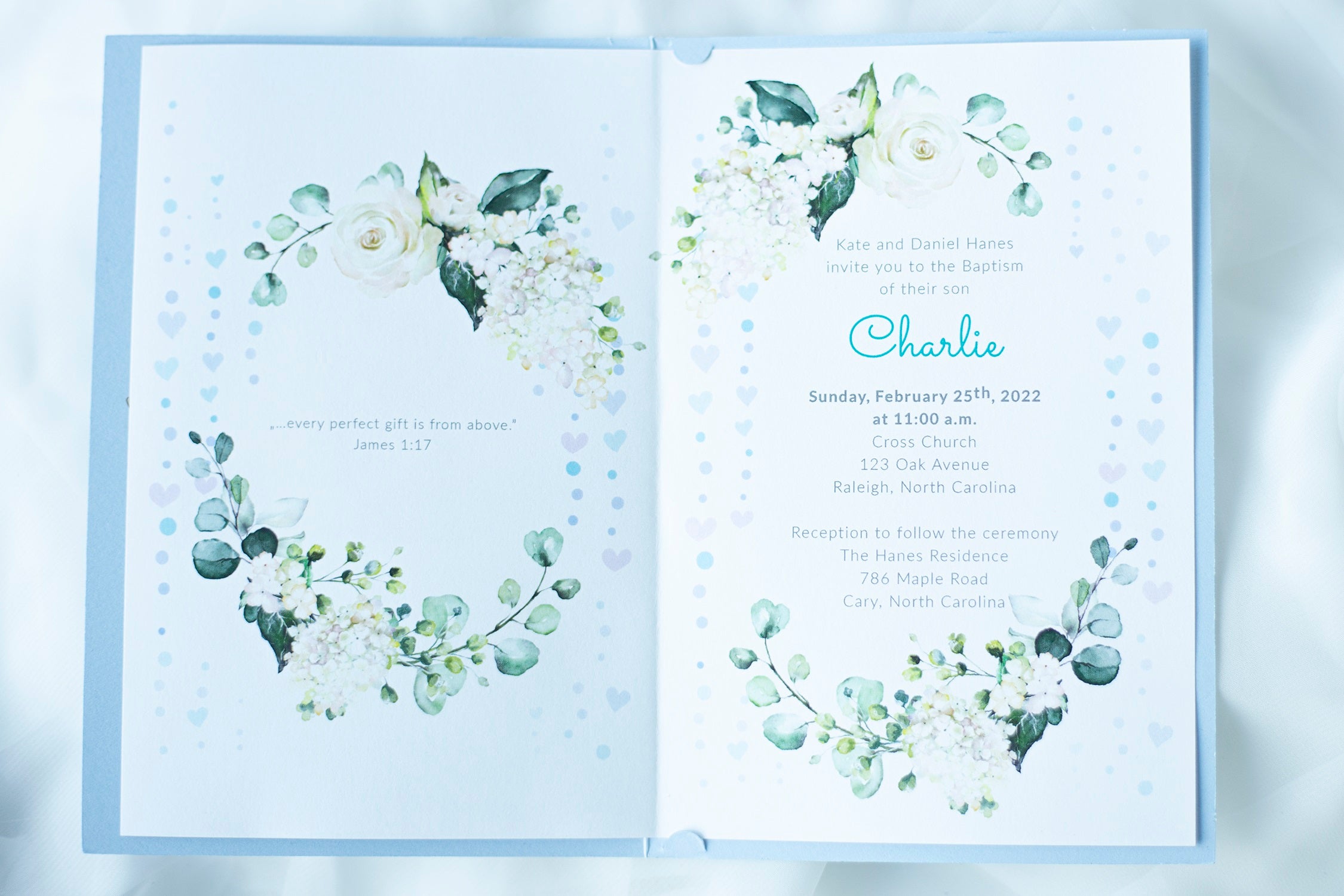 Personalised Baby Invitations with a photo - for Baby Boy - Baptism, First Year, Birthday