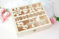 Personalized Baby Wooden Keepsake Reminder Box - Laser Cut  Memory Box Gift for a Child - Baby Shower, First Year, Birthday, Baptism