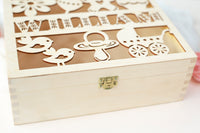 Personalized Baby Wooden Keepsake Reminder Box - Laser Cut  Memory Box Gift for a Child - Baby Shower, First Year, Birthday, Baptism