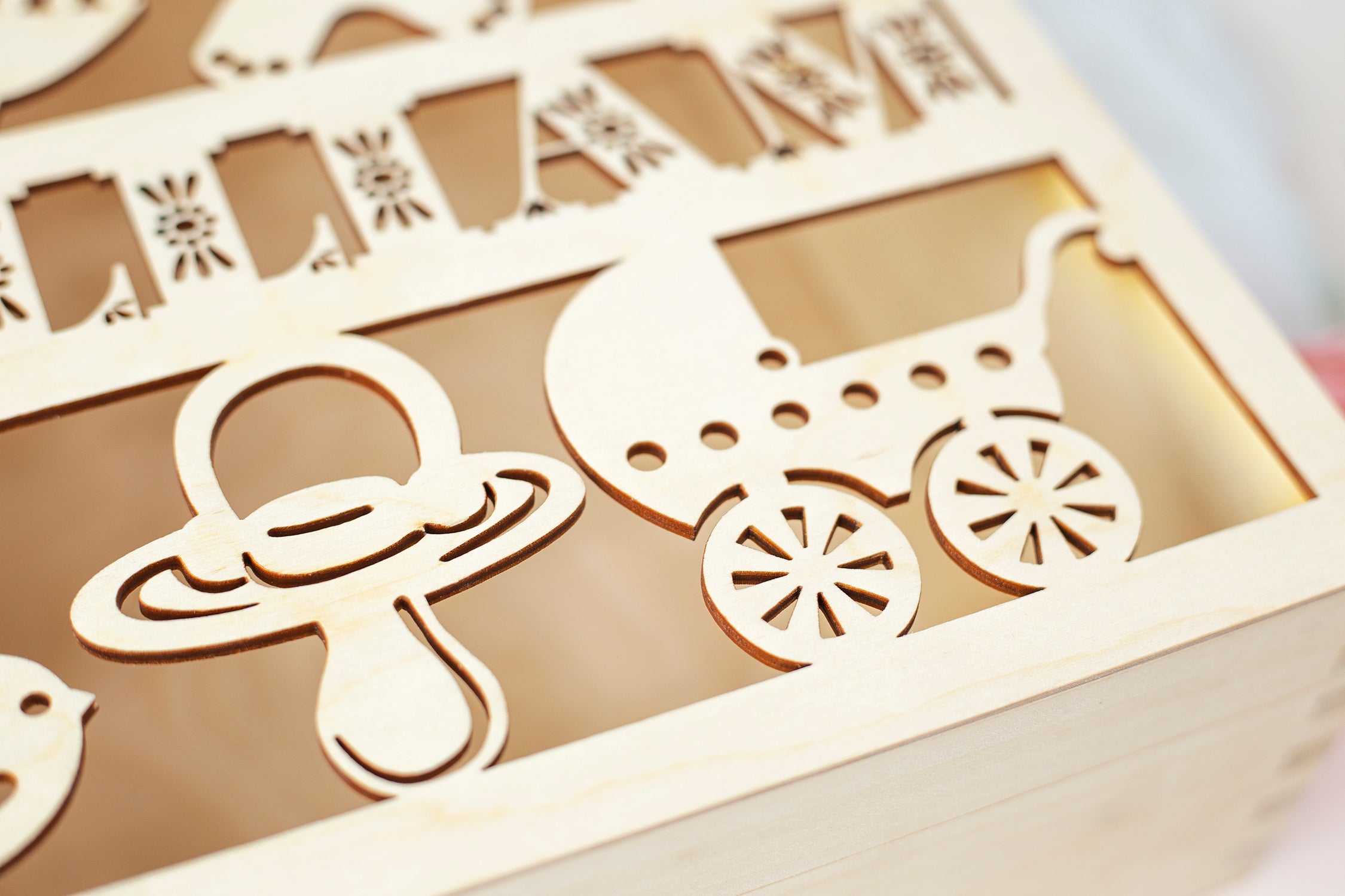 Personalized Baby Wooden Keepsake Reminder Box - Laser Cut  Memory Box Gift for a Child - Baby Shower, First Year, Birthday, Baptism