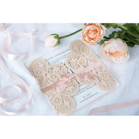 Elegant Peach Two Side Opening Wedding Invitations