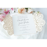 Elegant Peach Two Side Opening Wedding Invitations