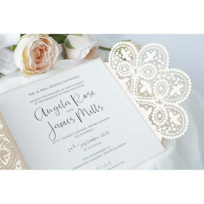 Elegant Peach Two Side Opening Wedding Invitations