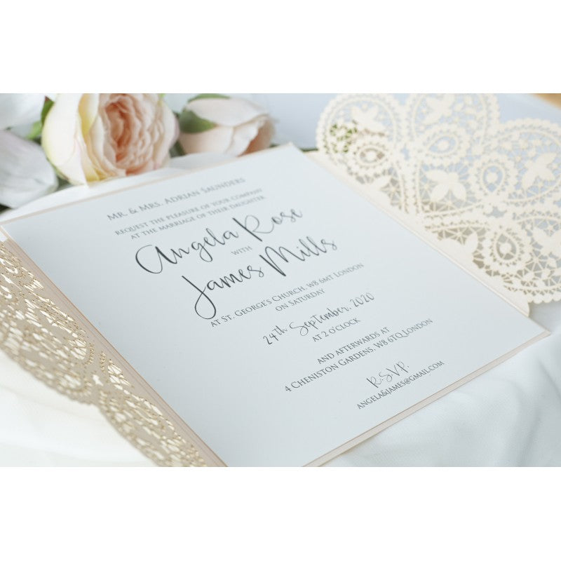 Elegant Peach Two Side Opening Wedding Invitations