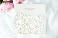 Floral Invitation Cards Square Lace Light Cream Wedding Invitations with Envelopes DIY Laser Cut Kit !