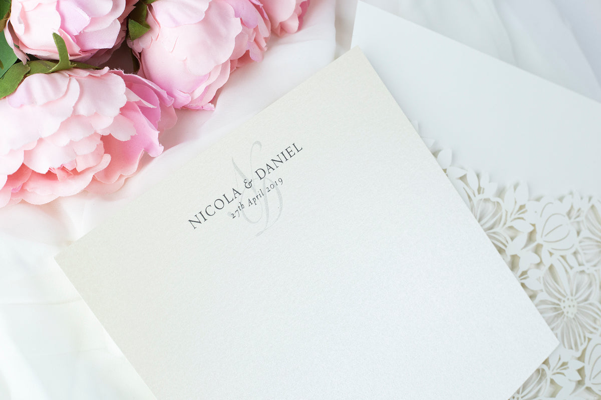 Floral Invitation Cards Square Lace Light Cream Wedding Invitations with Envelopes DIY Laser Cut Kit !