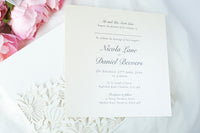 Floral Invitation Cards Square Lace Light Cream Wedding Invitations with Envelopes DIY Laser Cut Kit !