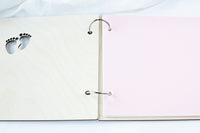 Beautiful Baby Wooden Memory Book, Photo Album with personalization - a Gift for Baptism, Birthday, My First Year- For Baby Girl