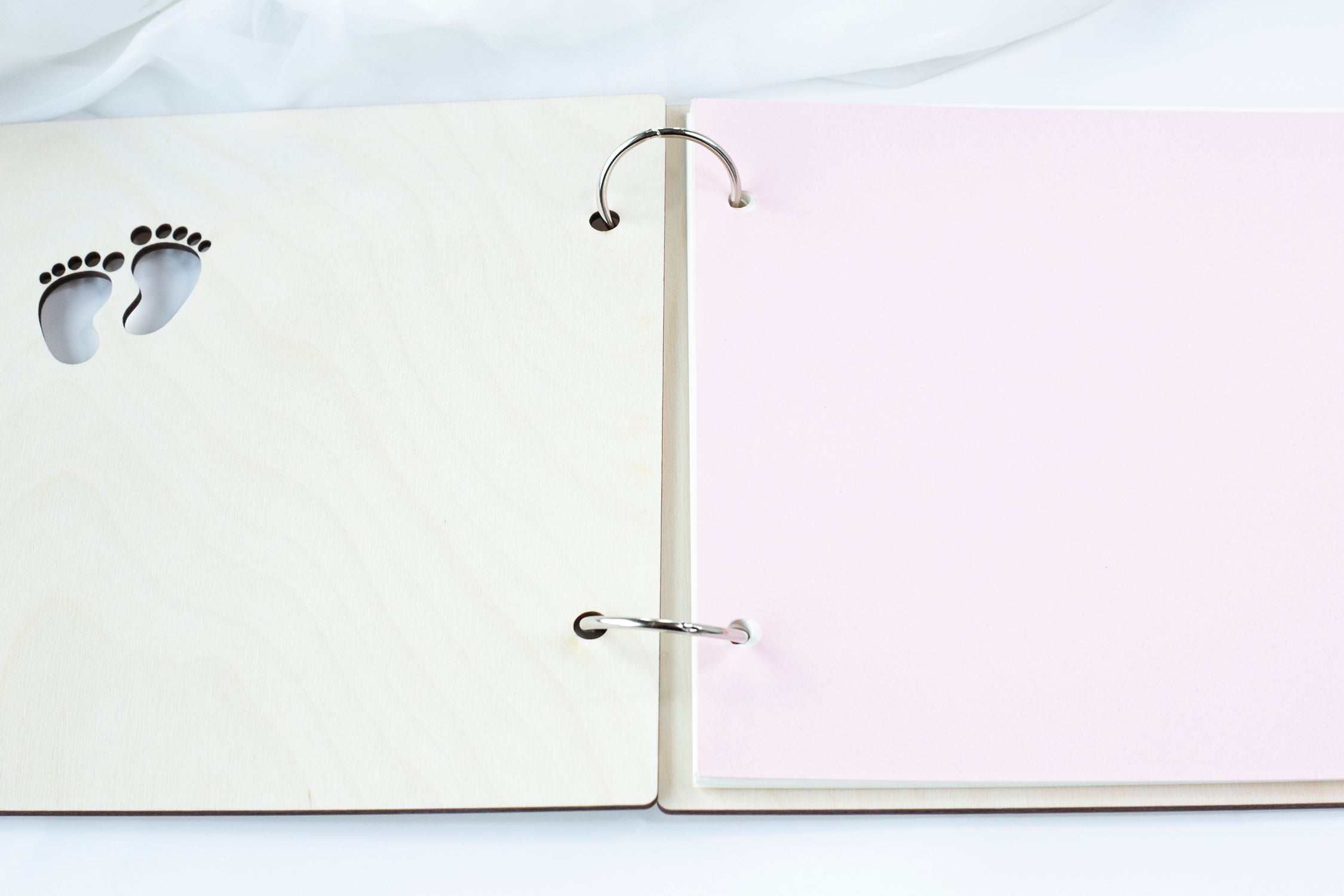 Beautiful Baby Wooden Memory Book, Photo Album with personalization - a Gift for Baptism, Birthday, My First Year- For Baby Girl