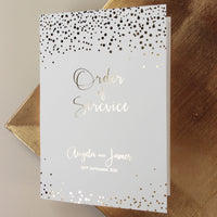 Foil Pressed Personalised Order of Service or Menu Gold