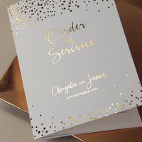 Foil Pressed Personalised Order of Service or Menu Gold