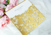 Elegant Floral Square Lace Gold Wedding Invitations with Envelopes DIY Invitation Cards Kit Laser Cut Set