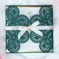 Green Wedding DIY Invitations Laser Cut Set Box Wedding invitation Do It Yourself
