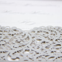 Grey Pocketfold Lace Floral Wedding Invitations