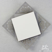 DIY Invitations Wedding Invitation Cards Laser Cut with Cream Lace + Envelope Elegant Gray Satin Ribbon Wedding Invitations Birthday