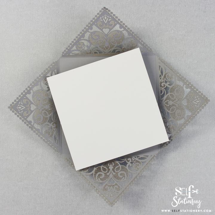 DIY Invitations Wedding Invitation Cards Laser Cut with Cream Lace + Envelope Elegant Gray Satin Ribbon Wedding Invitations Birthday