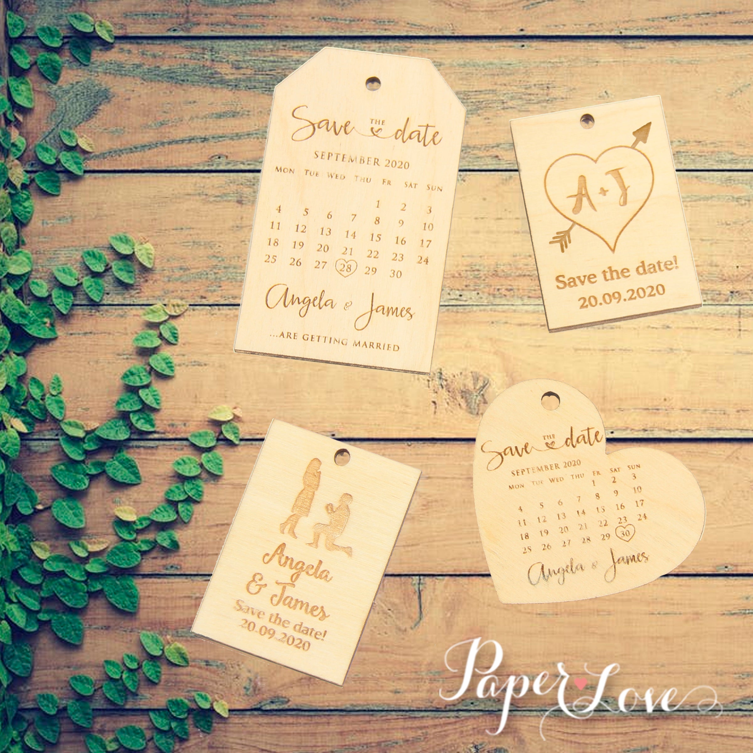 Personalised Wooden Save the Date Wedding Keyring