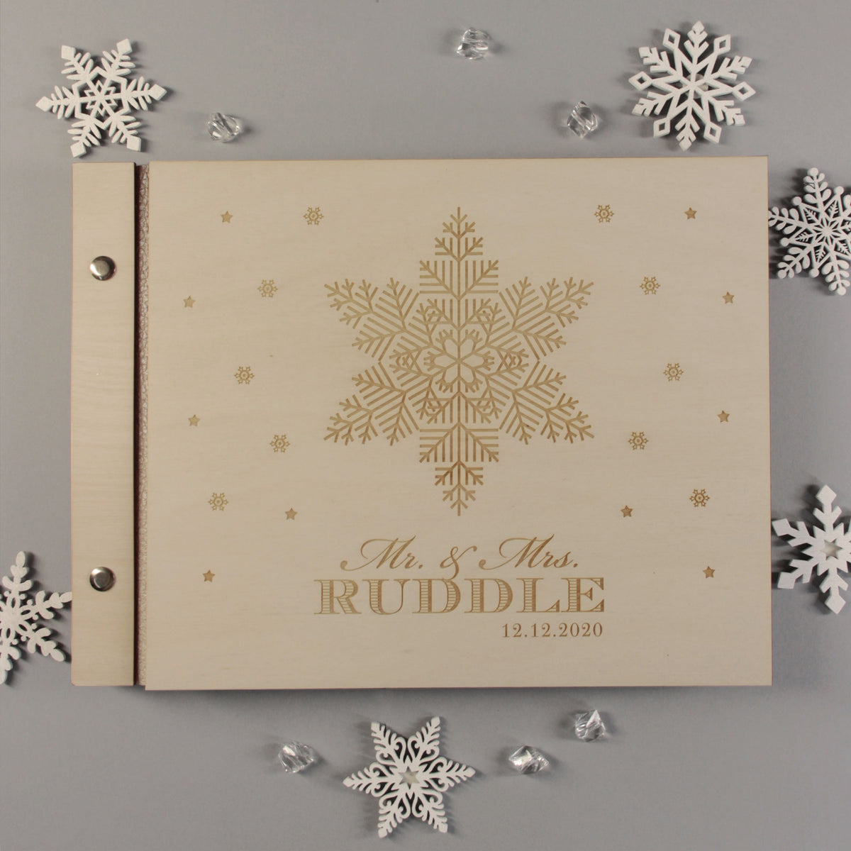 Beautiful Wedding Book Snowflake Winter Personalised Guest Book