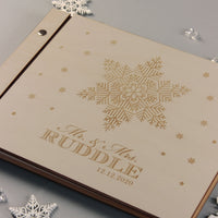 Beautiful Wedding Book Snowflake Winter Personalised Guest Book