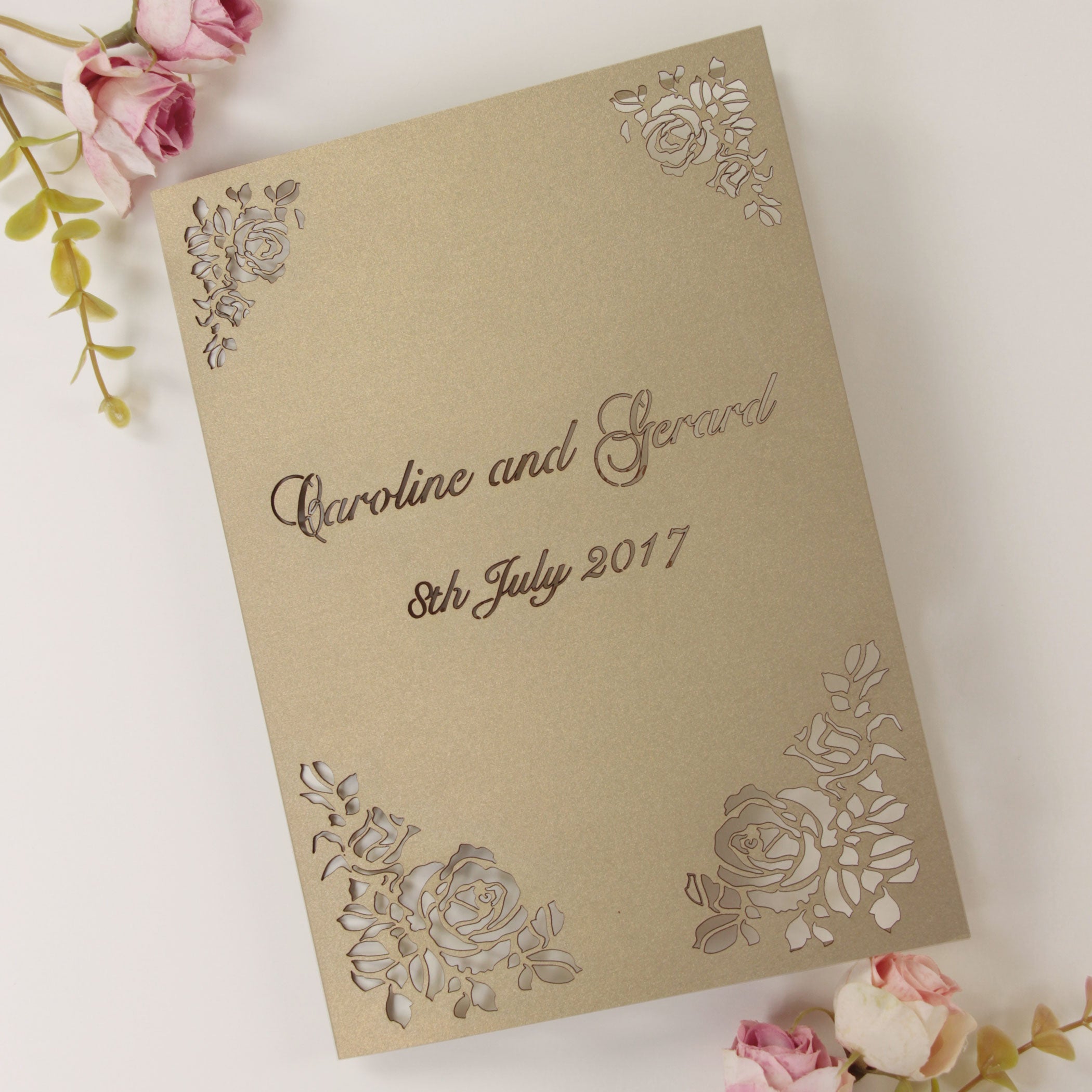 Beautiful Laser Cut Personalised Order of Service or Menu