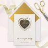 Save the Date Magnet Gold Foil Heart Pressed Design Mirror Heart Engraved