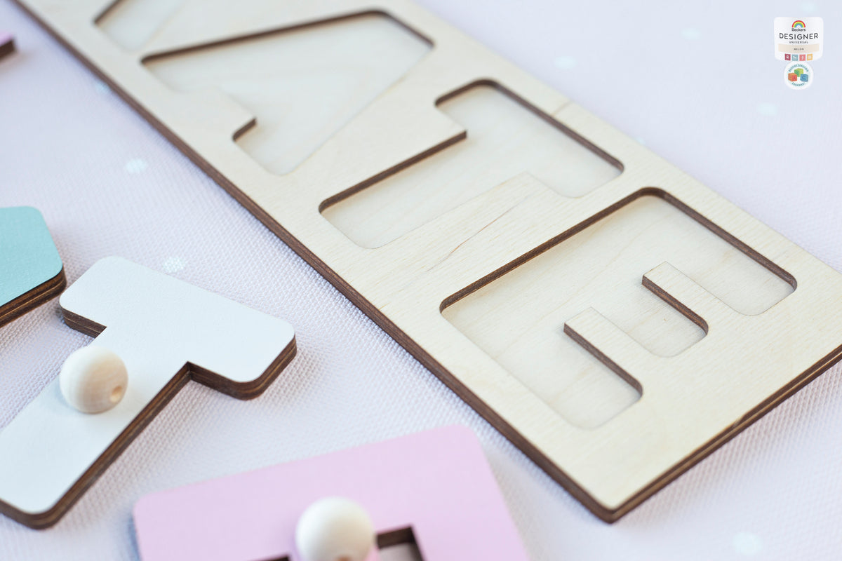 Personalised 3D Name Puzzle Educational Wooden Toy for Children Early Learning Letter Shape Matching Games with Pegs Gift For Kids Birthday