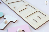Personalised 3D Name Puzzle Educational Wooden Toy for Children Early Learning Letter Shape Matching Games with Pegs Gift For Kids Birthday