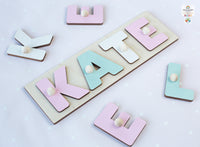Personalised 3D Name Puzzle Educational Wooden Toy for Children Early Learning Letter Shape Matching Games with Pegs Gift For Kids Birthday