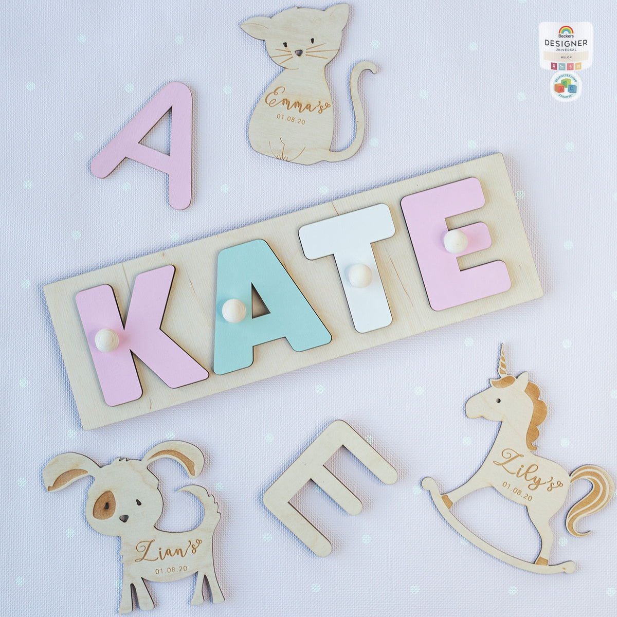 Personalised 3D Name Puzzle Educational Wooden Toy for Children Early Learning Letter Shape Matching Games with Pegs Gift For Kids Birthday
