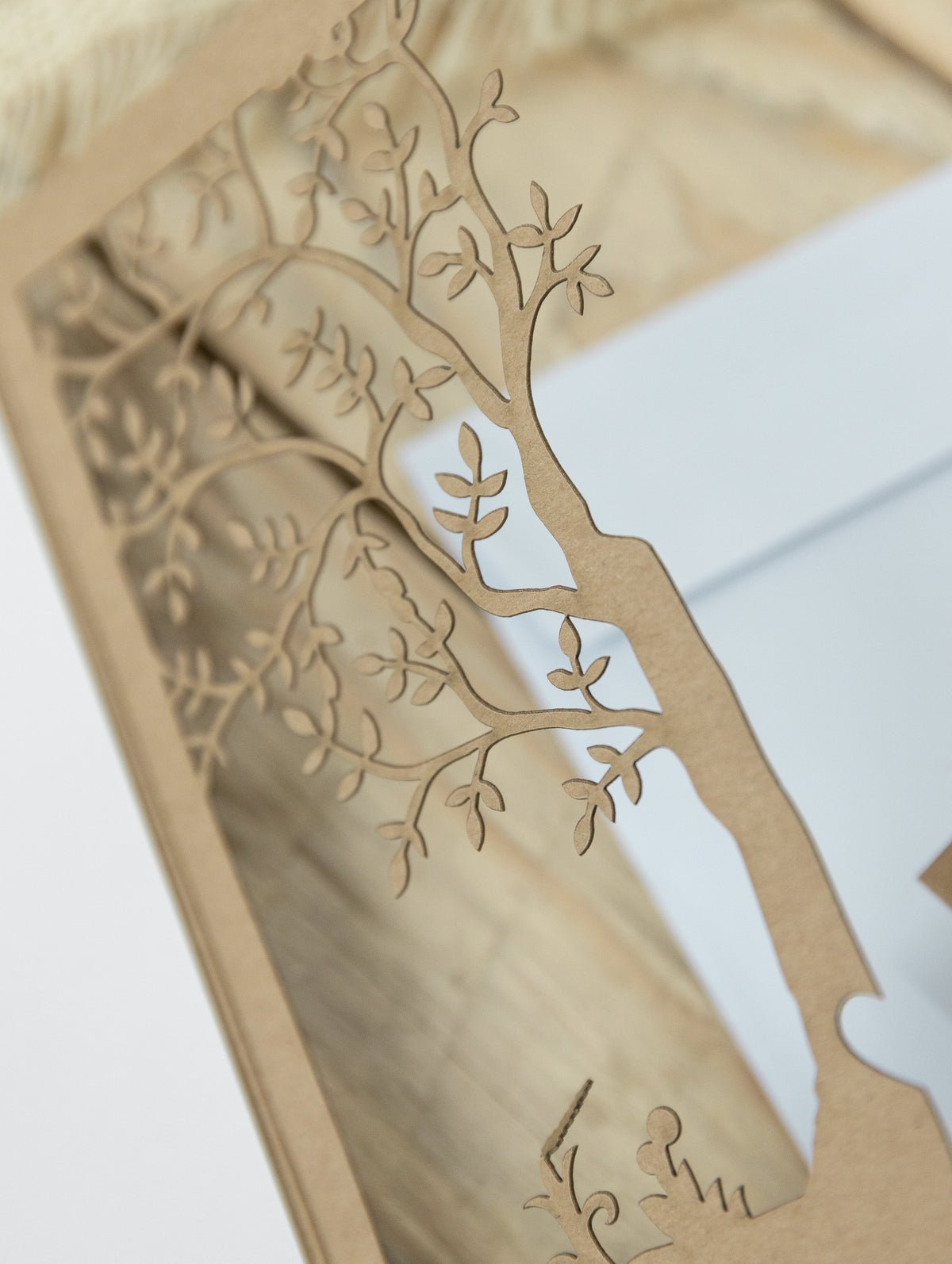 Rustical Gatefold Wedding Invitations Laser Cut Tree Eco Paper & Jute String