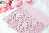Elegant Floral Square Lace Misty Rose Wedding Invitations with Envelopes DIY Invitation Cards Kit Laser Cut Set