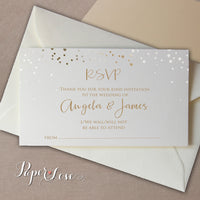 Gold or Silver Foil Confetti Reply Card  With Envelope RSVP