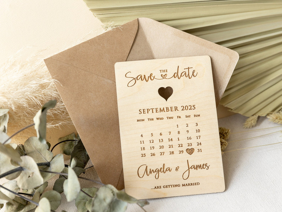 Save The Date Wooden engraved Cards, Wedding Save Cards Rustic