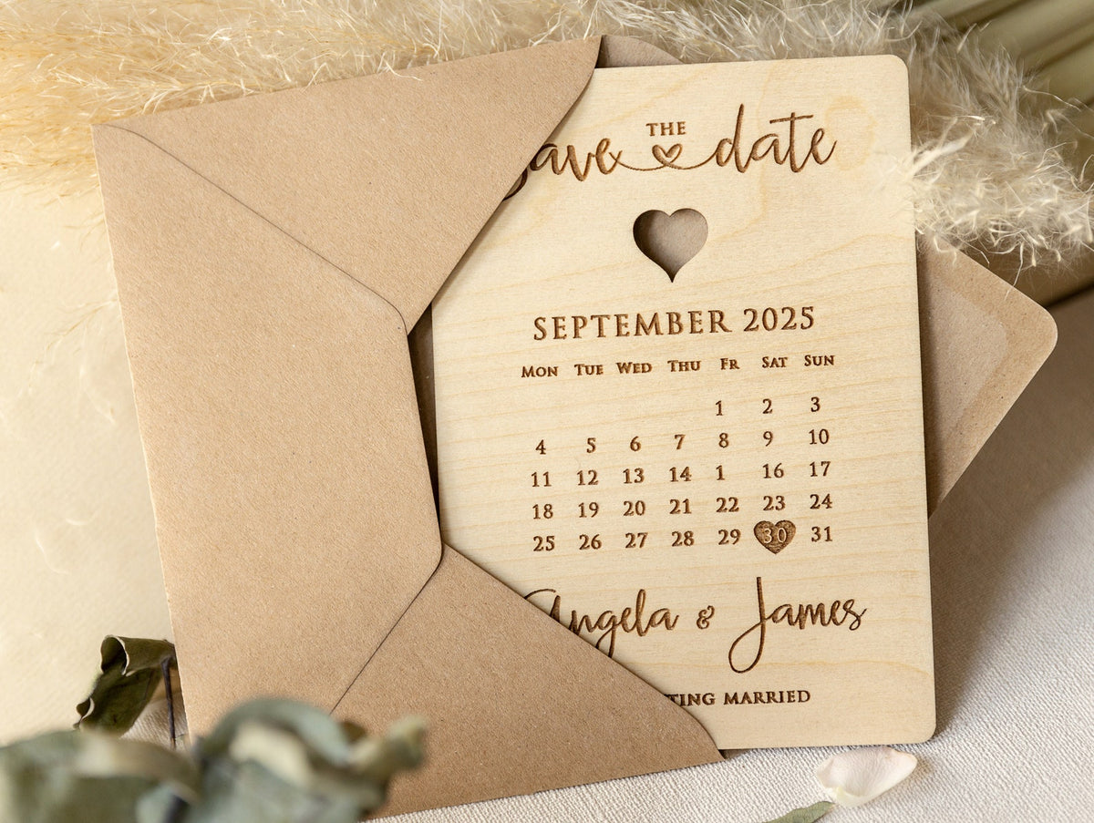 Save The Date Wooden engraved Cards, Wedding Save Cards Rustic