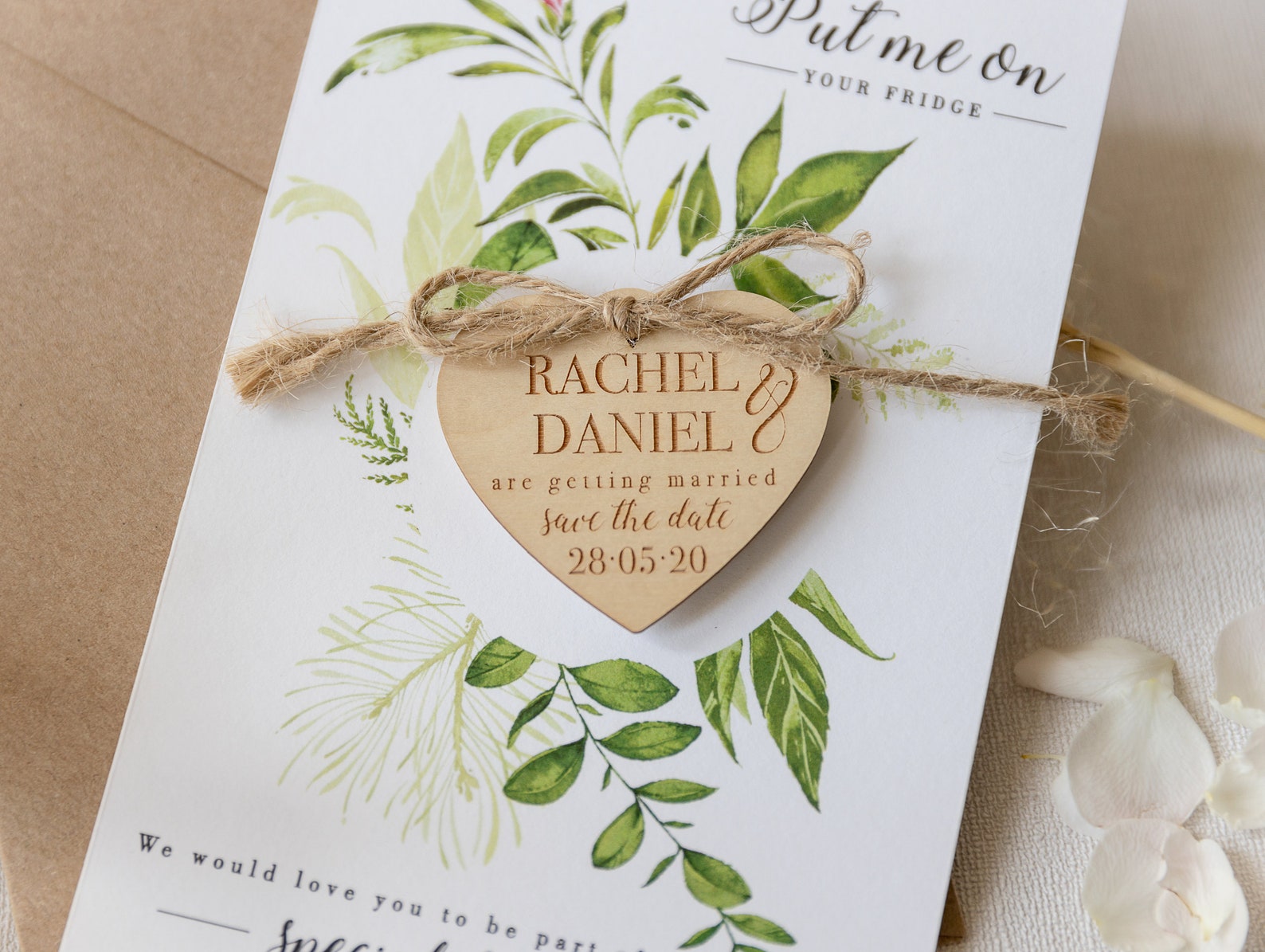 Save The Date wooden Magnet with Cards, Wedding Save Cards Rustic