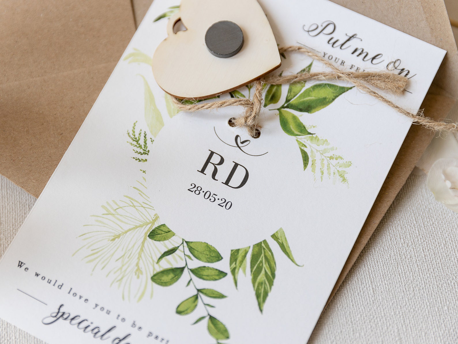 Save The Date wooden Magnet with Cards, Wedding Save Cards Rustic
