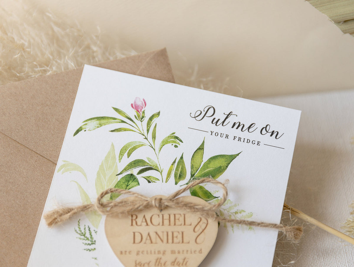 Save The Date wooden Magnet with Cards, Wedding Save Cards Rustic