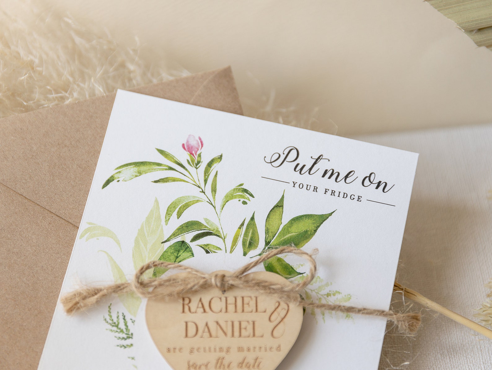 Save The Date wooden Magnet with Cards, Wedding Save Cards Rustic