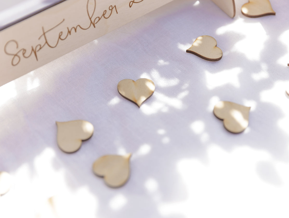 Natural Plywood Personalised Wedding Guestbook, Drop Box Set with Chest + Pen