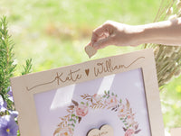 Natural Plywood Personalised Wedding Guestbook, Drop Box Set with Chest + Pen