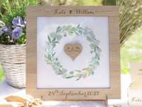 Sonoma Oak Personalised Wedding Guestbook, Drop Box Set with Chest + Pen